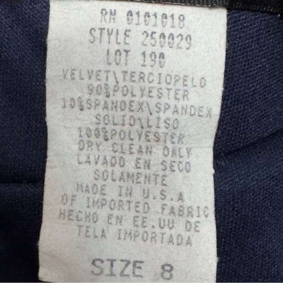 Arianna by Teresa Page Navy Velvet Top Long Formal Dress Size 8 - Picture 10 of 13